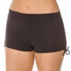 Adjustable Side Boyshort Bikini Bottom -Shoreline Trendy BLR BLACK BL Bottoms Front 92833