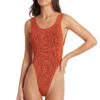 Maxam One Piece Swimsuit -Shoreline Trendy BOUND001W One Piece Swimsuit Coral Lurex Front