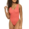 Alicia Over The Shoulder One Piece Swimsuit 1 Alicia Over The Shoulder One Piece Swimsuit -Shoreline Trendy BOUND037E One Piece Swimsuit Guava Eco Front