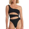 Rico Asymmetrical One Piece Swimsuit -Shoreline Trendy BOUND207E One Piece Swimsuit Black Eco Front