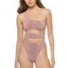 Rico Asymmetrical One Piece Swimsuit -Shoreline Trendy BOUND207W One Piece Swimsuit Blush Lurex Front