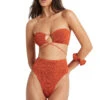 Margarita Bandeau Bikini Top -Shoreline Trendy BOUND255W Bikini Top Coral Lurex Front