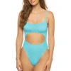 Mishy Cutout One Piece Swimsuit 2 Mishy Cutout One Piece Swimsuit -Shoreline Trendy BOUND355E One Piece Swimsuit Teal Eco Front