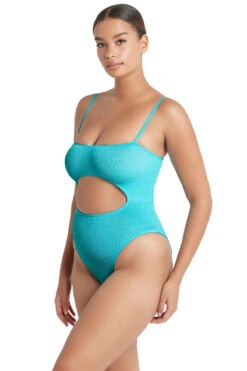 Mishy Cutout One Piece Swimsuit -Shoreline Trendy BOUND355E One Piece Swimsuit Teal Eco Side