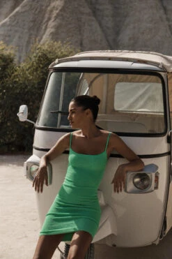 Paloma Crinkle Stretch Mini Dress -Shoreline Trendy BOUND382E Apparel Dress Apple Eco Lifestyle