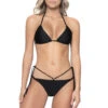Detail Sliding Triangle Bikini Top 2 Detail Sliding Triangle Bikini Top -Shoreline Trendy BPI 029R Bikini Top Black Pier Front