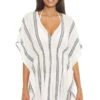 Radiance Metallic Stripe Tunic -Shoreline Trendy C1139371 Apparel Top White Front