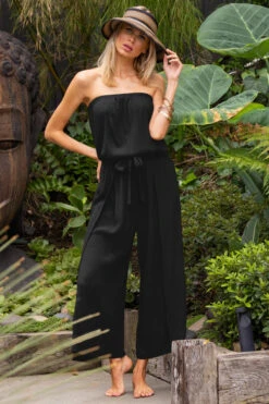 Ponza Strapless Jumpsuit -Shoreline Trendy C3052371 Apparel Jumpsuit Black Lifestyle1