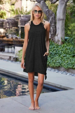 Beach Date Mini Dress -Shoreline Trendy C4661371 Apparel Dress Black Lifestyle1