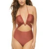 Cassidy Cutout One Piece Swimsuit -Shoreline Trendy CASSIDY FULL PIECE One Piece Swimsuit Rosewood Front