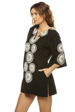 Charming Mini Dress -Shoreline Trendy CHARMINI Apparel Top Black Oyster Taupe Side