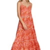 Exotic Elegance Maxi Dress 1 Exotic Elegance Maxi Dress -Shoreline Trendy CL22548C Apparel Dress Mandarina Tangerine Front