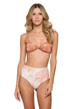 Metallic Reversible Bandeau Bikini Top -Shoreline Trendy CL23251B Bikini Top Canyon Sunset Front