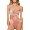Metallic Cutout One Piece Swimsuit -Shoreline Trendy CL23262M One Piece Swimsuit Canyon Sunset Front1