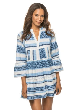 ELAN Geometric Tunic Mini Dress
