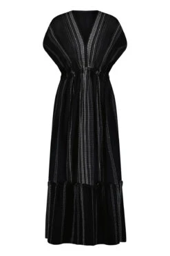 Leliti Plunge Maxi Dress -Shoreline Trendy CRW2302C1 Apparel Dress Black Laydown