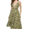 Ibiza Cutout Midi Dress 1 Ibiza Cutout Midi Dress -Shoreline Trendy CSSP23008 Apparel Dress Green Front
