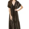 ELAN V-Neck Maxi Dress -Shoreline Trendy CTS5750 Apparel Dress Black Melon Stripe Front