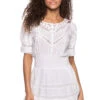 LoveShackFancy Jaislyn Smocked Mini Dress -Shoreline Trendy D1431 1131 Apparel Dress True White Front