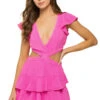 LoveShackFancy Audrina Cutout Mini Dress 2 LoveShackFancy Audrina Cutout Mini Dress -Shoreline Trendy D1463 1371 Apparel Dress Flirty Fuschia Front