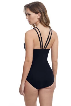 Mashrabiya One Piece Swimsuit -Shoreline Trendy E2302 2049 One Piece Swimsuit Black Back