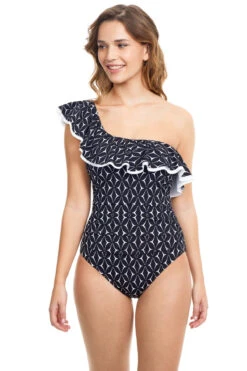 Ruffle Asymmetrical One Piece Swimsuit