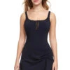 The Twist Swim Dress -Shoreline Trendy E2307 2097 One Piece Swimsuit Black Front