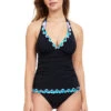 Moroccan Escape Halter Tankini Top -Shoreline Trendy E2310 1B88A Tankini Top Black Front