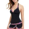 Palm Springs Halter Tankini Top -Shoreline Trendy E2321 1B88A Tankini Top Black Front
