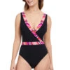 Palm Springs One Piece Swimsuit -Shoreline Trendy E2321 2136 One Piece Swimsuit Black Front