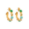 Creole Mini Hoop Earrings -Shoreline Trendy E60 ENA7 Earrings Gold Vert Turquoise Front