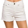 ELAN High Waist Distressed Denim Shorts -Shoreline Trendy ELA MULTI WHITE Bottoms Front 84507