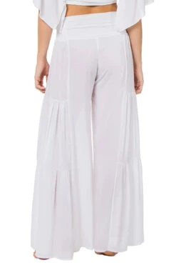 ELAN Wide Leg Bow Tie Pants -Shoreline Trendy ELA WHITE WH Bottoms Back 90418