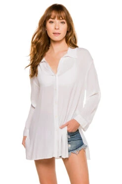 ELAN Button Down Shirt Dress