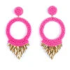Franka Beaded Earrings -Shoreline Trendy ER4817 Earrings Hot Pink Front