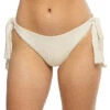 Frankie Textured Tie Side Hipster Bikini Bottom -Shoreline Trendy FRANKIE W Bikini Bottom White Sand Front