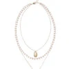 Peach Crystal Layered Necklace -Shoreline Trendy FRILL YELLOW GO Necklaces Front 102898