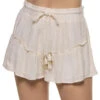 Ruffle Shorts -Shoreline Trendy G11055 Apparel Bottom White Front