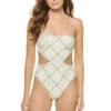 Giselle Bandeau One Piece Swimsuit -Shoreline Trendy GISELLE One Piece Swimsuit Cream Check Front
