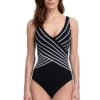 V-Neck Surplice One Piece Swimsuit -Shoreline Trendy GOT BLACK BL One20Pieces Front 98641