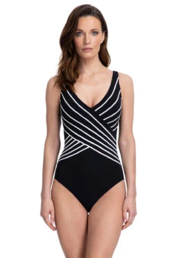 V-Neck Surplice One Piece Swimsuit