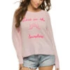 Live In The Sunshine Sweater -Shoreline Trendy GS01EML Apparel Top Pink Pink Front