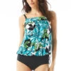 Audrey Blouson Tankini Top 1 Audrey Blouson Tankini Top -Shoreline Trendy H06529 Tankini Top Black Front