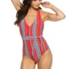Luchia Plunge Halter One Piece Swimsuit 1 Luchia Plunge Halter One Piece Swimsuit -Shoreline Trendy HSS2234 One Piece Swimsuit Classic Red Front