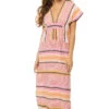 Cirq Caftan Midi Dress -Shoreline Trendy HSW2322 Apparel Dress Peach Melba Front