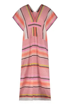 Cirq Caftan Midi Dress -Shoreline Trendy HSW2322 Apparel Dress Peach Melba Laydown