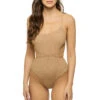Iskra Cutout One Piece Swimsuit -Shoreline Trendy ISKRA FULL PIECE One Piece Swimsuit Gold Shimmer Front