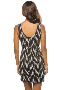 Midnight Shore Pocket Mini Dress -Shoreline Trendy J292323 Apparel Dress Black Ivory Back