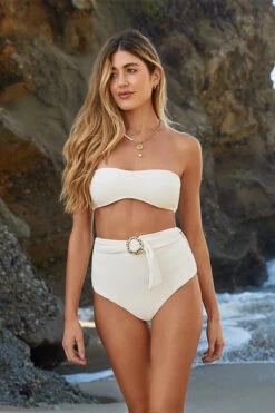 Isla Bandeau Bikini Top -Shoreline Trendy J40495 Bikini Top Cream Lifestyle