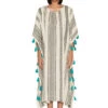 Jamaica Long Caftan -Shoreline Trendy JAMAICA CAFTAN Apparel Top Charcoal Aqua Front